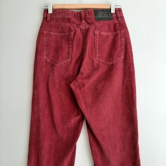 BDG Urban Outfitters High-Rise Mom Corduroy Pants Burgundy Red Sz 26 - Picture 6 of 10